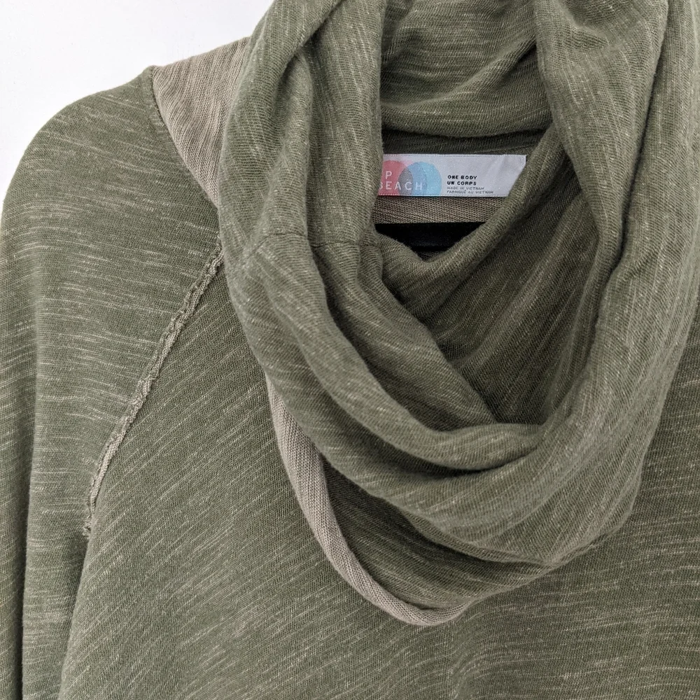 Free People Beach Cocoon Top One Body Funnel Neck Top Rolled Hem  Green - Picture 7 of 16